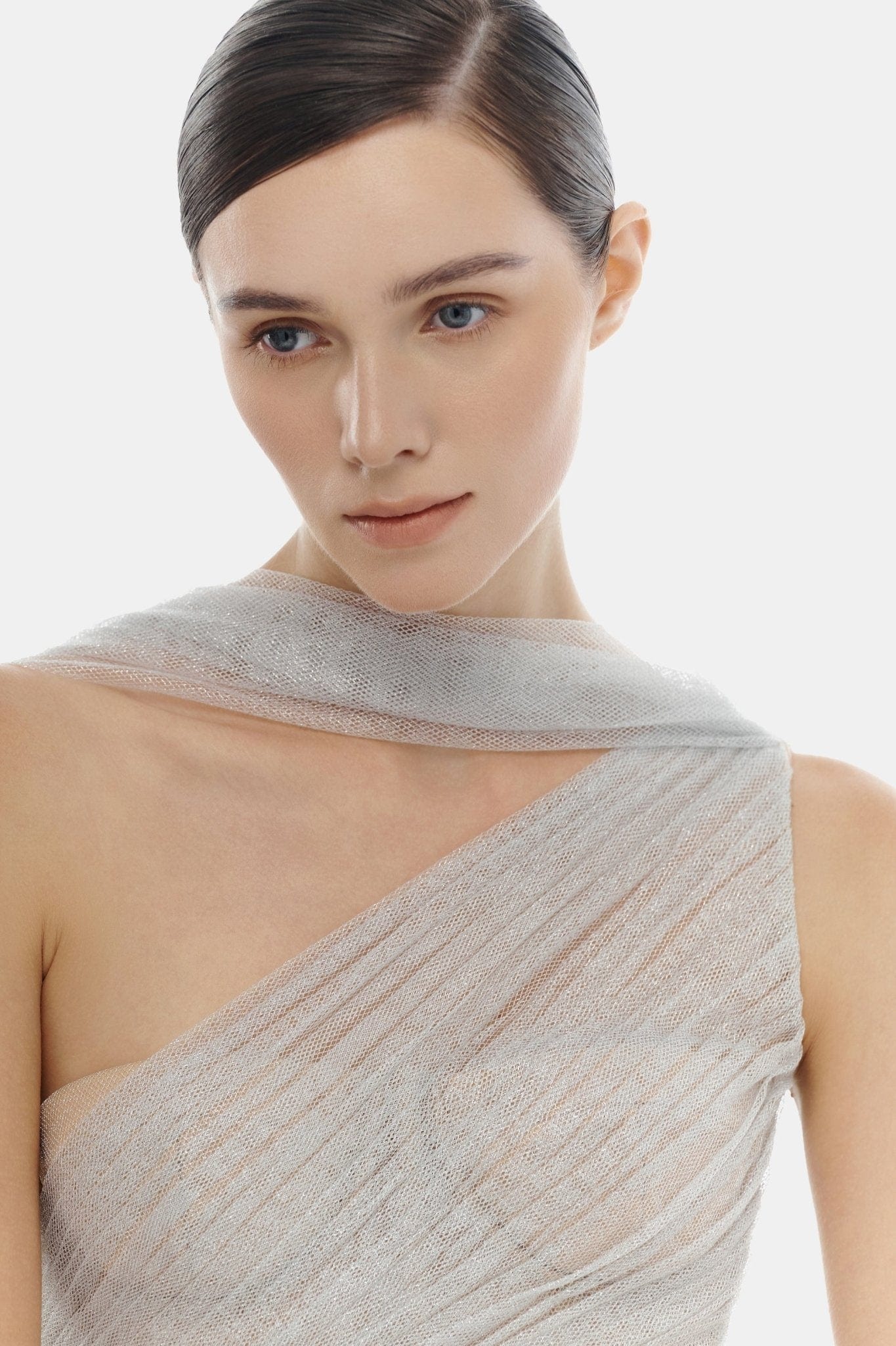 Silver Draped Maxi Dress - Montsand