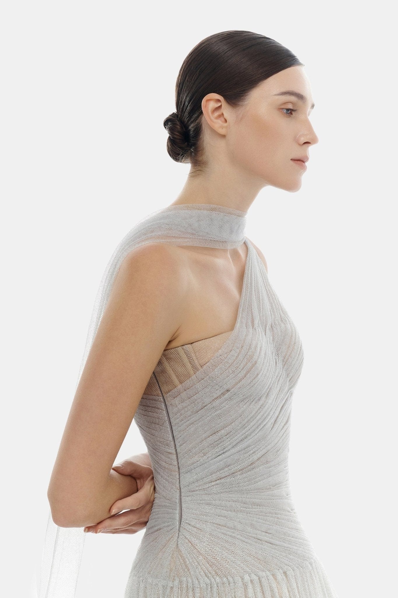 Silver Draped Maxi Dress - Montsand