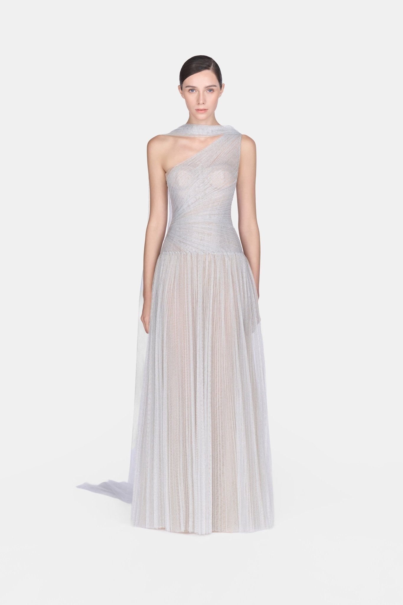 Silver Draped Midi Dress - Montsand