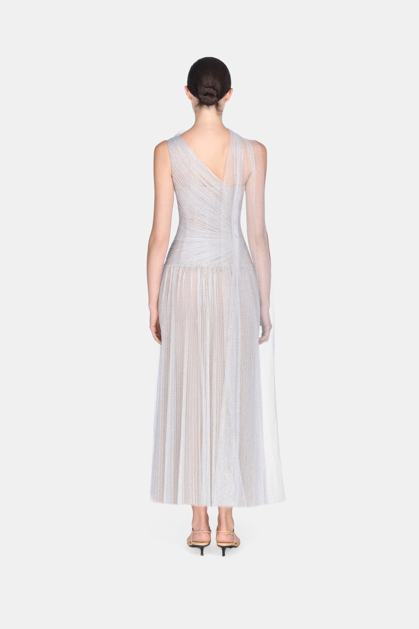 Silver Draped Midi Dress - Montsand
