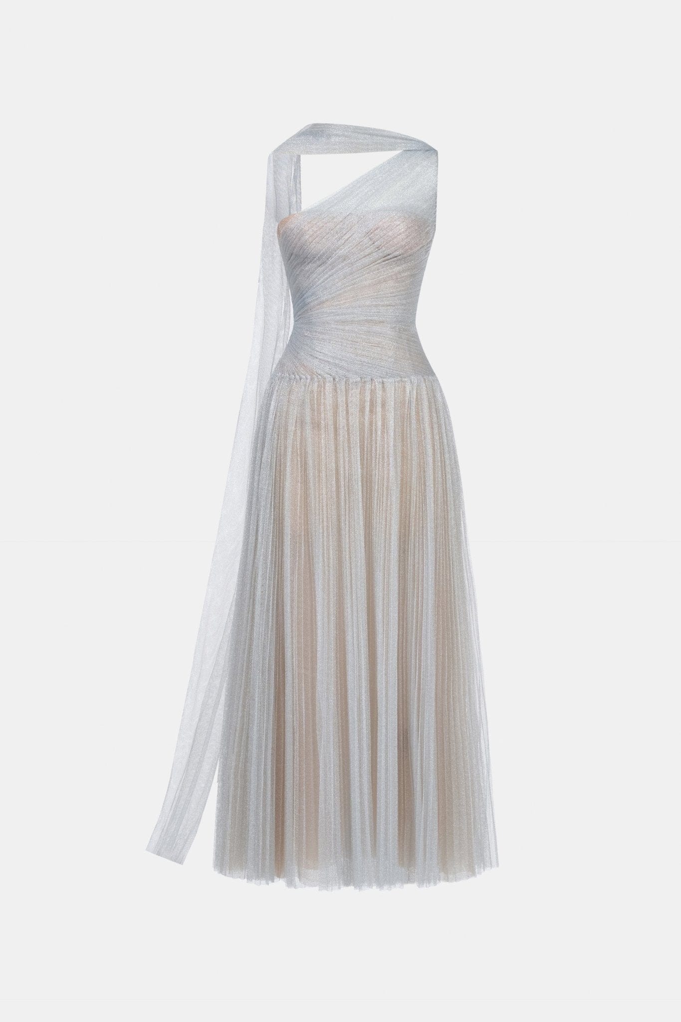 Silver Draped Midi Dress - Montsand