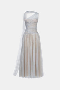 Silver Draped Midi Dress - Montsand