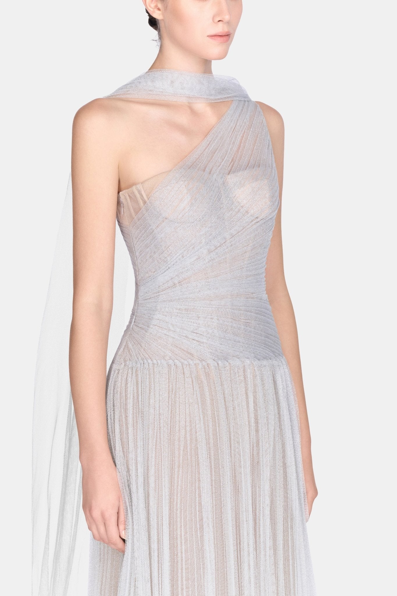 Silver Draped Midi Dress - Montsand