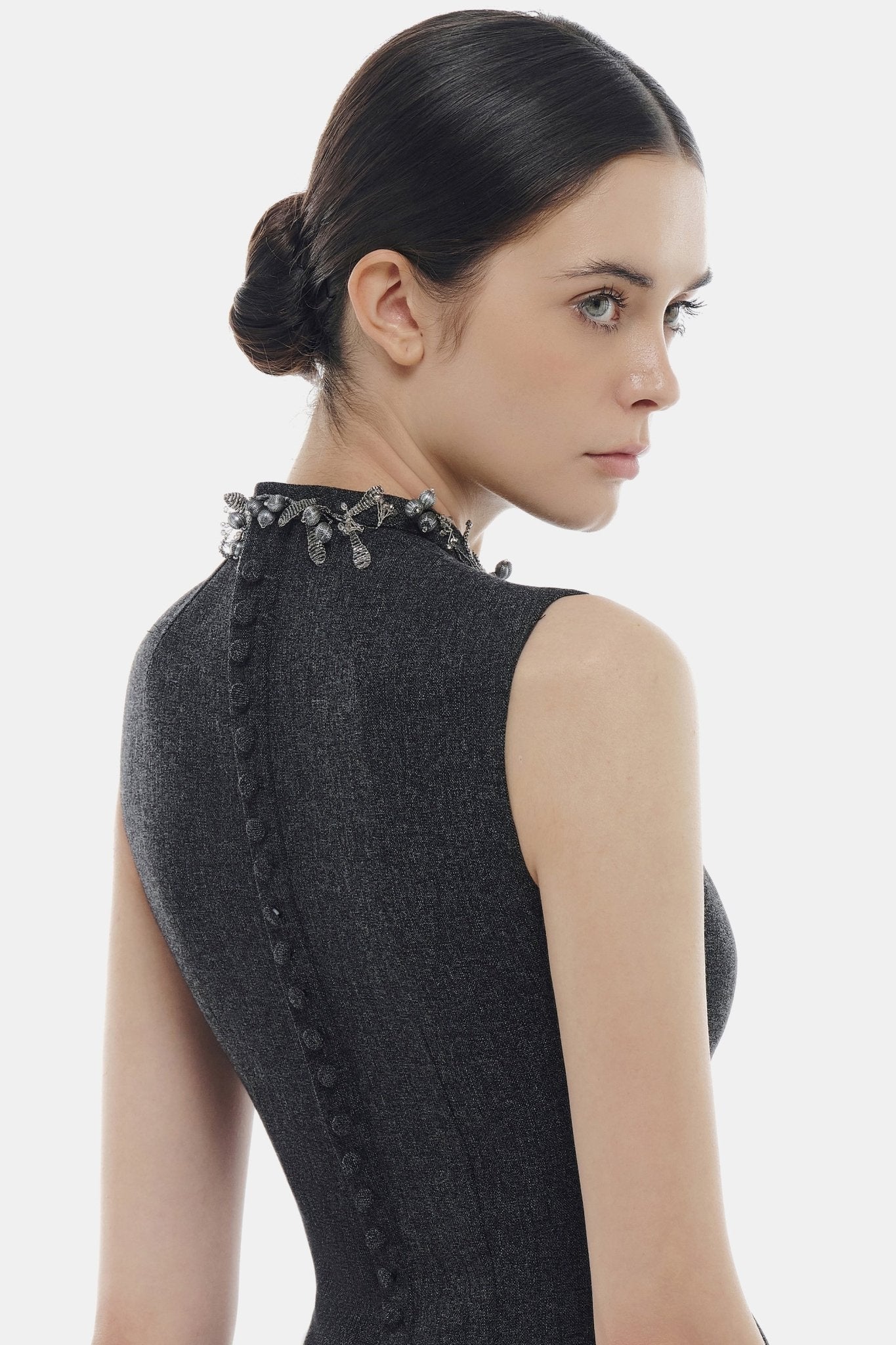 Sleeveless Embellished Neck Mini Dress Dresses Montsand