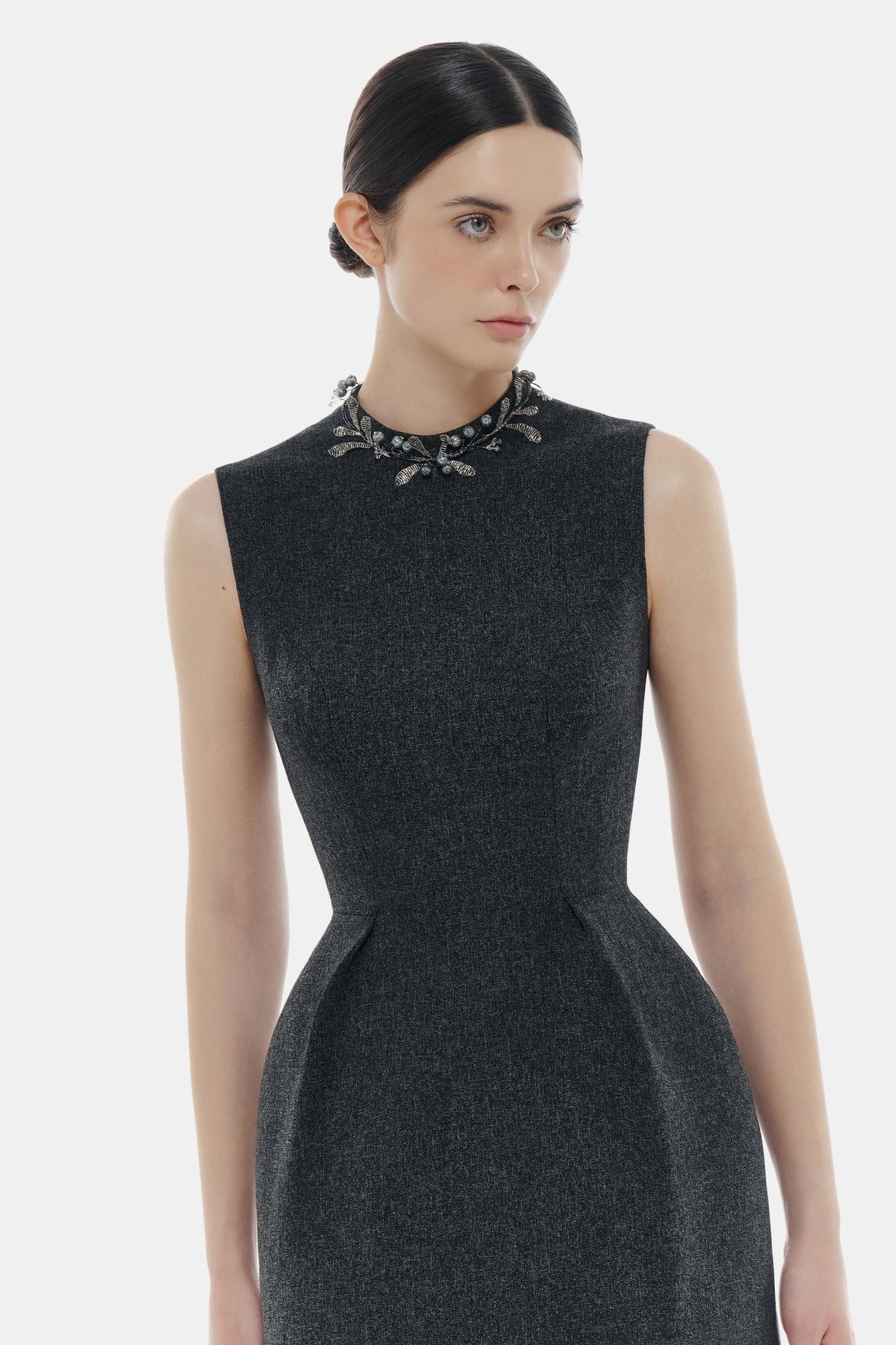 Sleeveless Embellished Neck Mini Dress Dresses Montsand