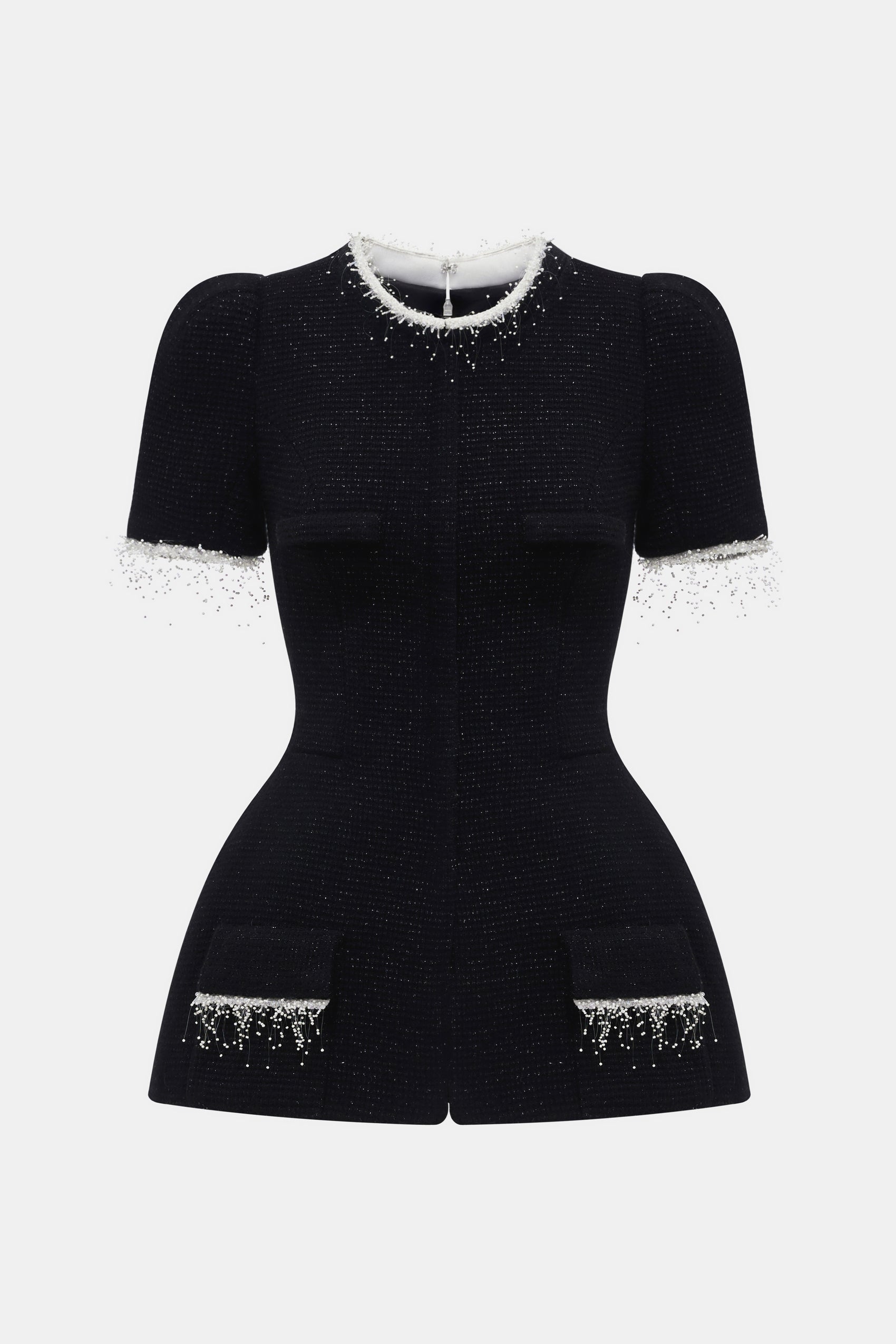 Black Short Sleeve Tweed Blazer