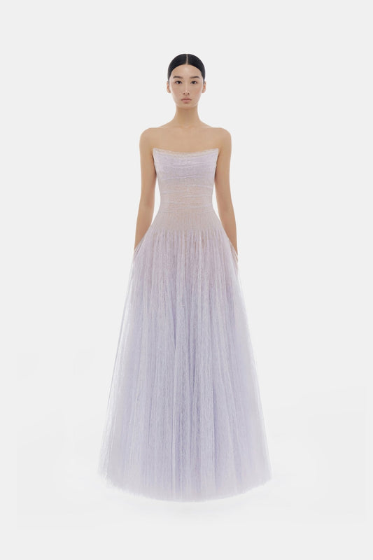 Violet Draped Lace Maxi Dress - Montsand