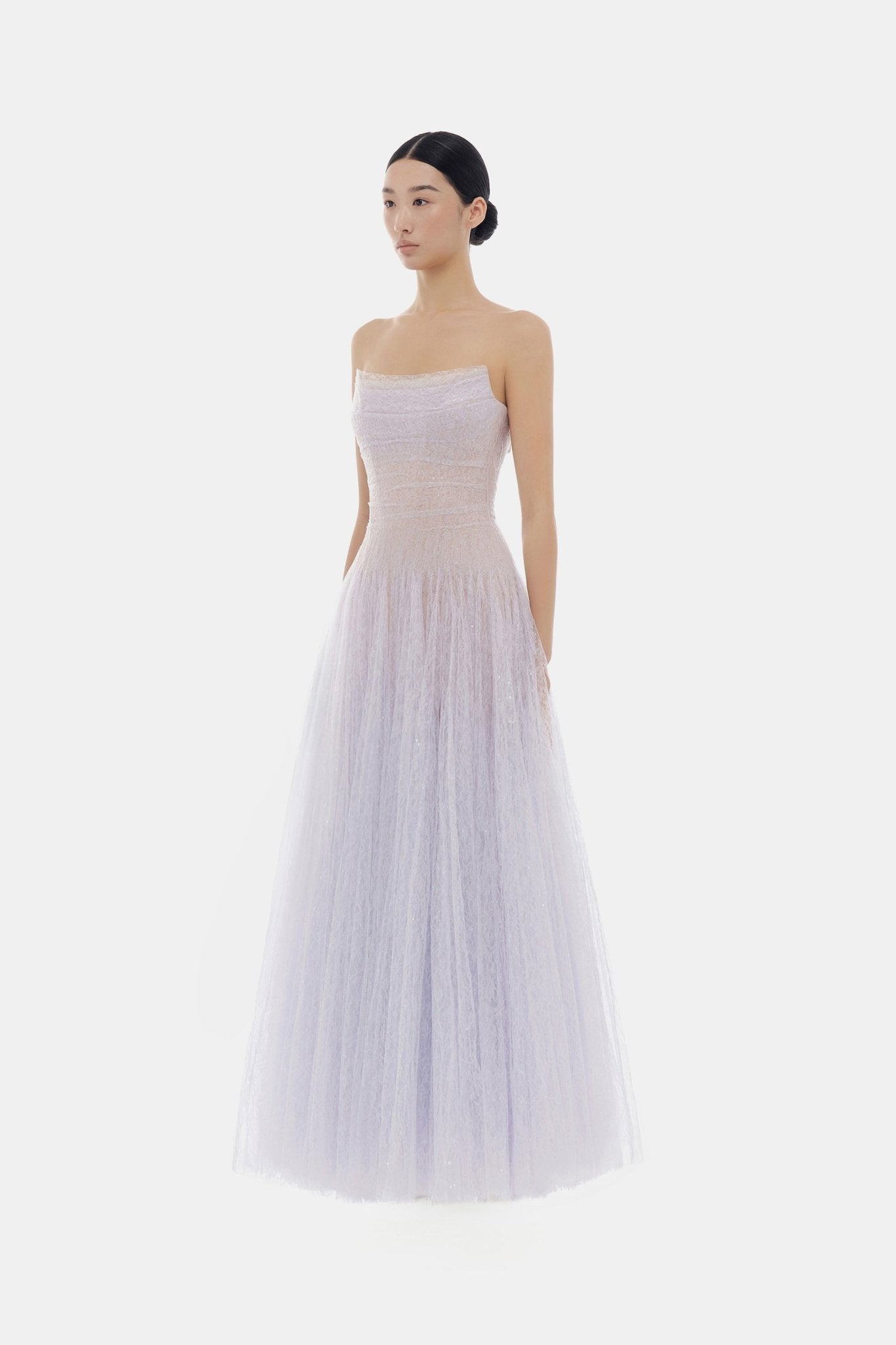 Violet Draped Lace Maxi Dress - Montsand