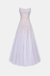 Violet Draped Lace Maxi Dress - Montsand