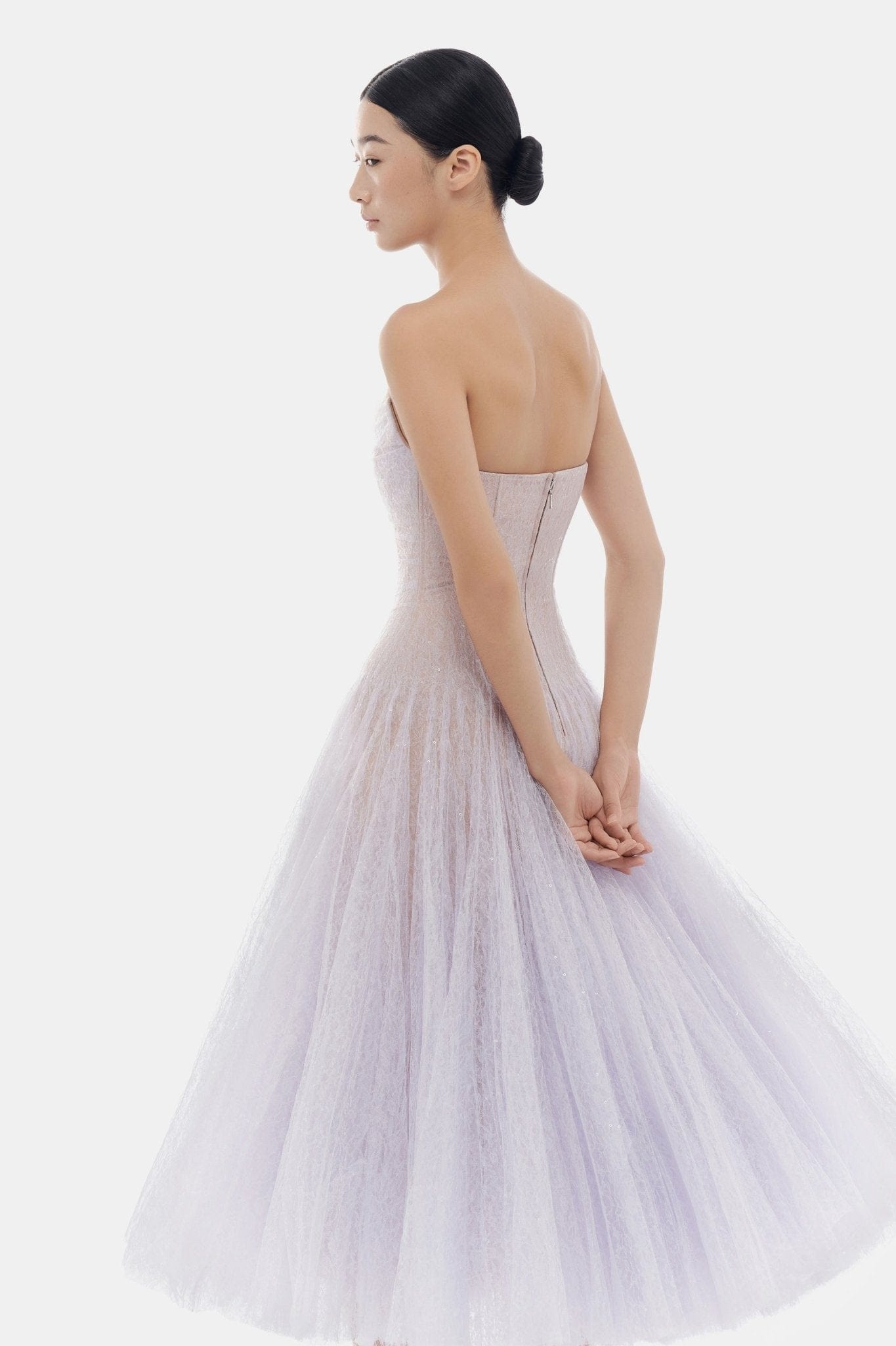 Violet Draped Lace Midi Dress - Montsand