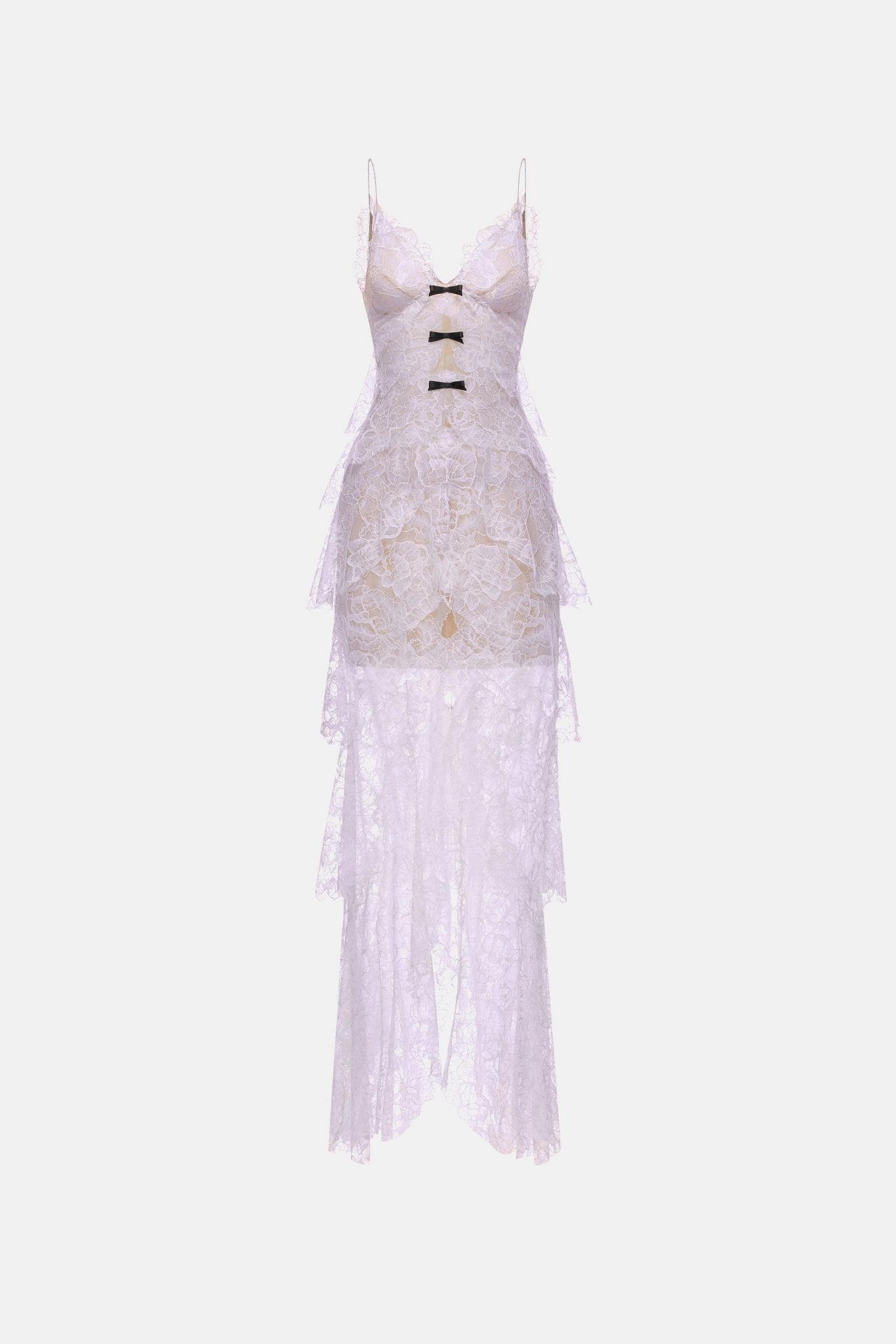 Violet Floral Bow Vneck Maxi Dress - Montsand