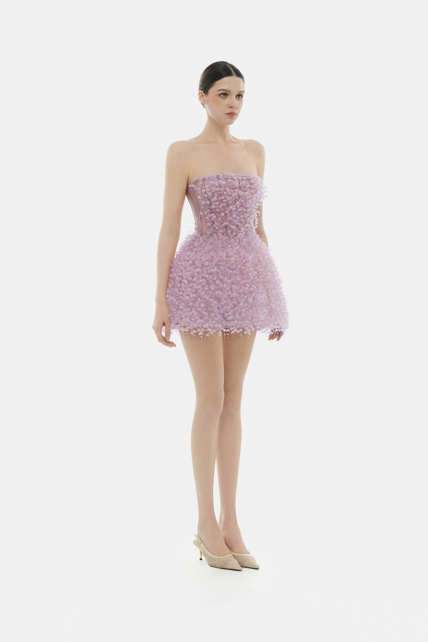 Violet Flowers Mini Dress - Montsand