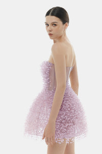 Violet Flowers Mini Dress - Montsand