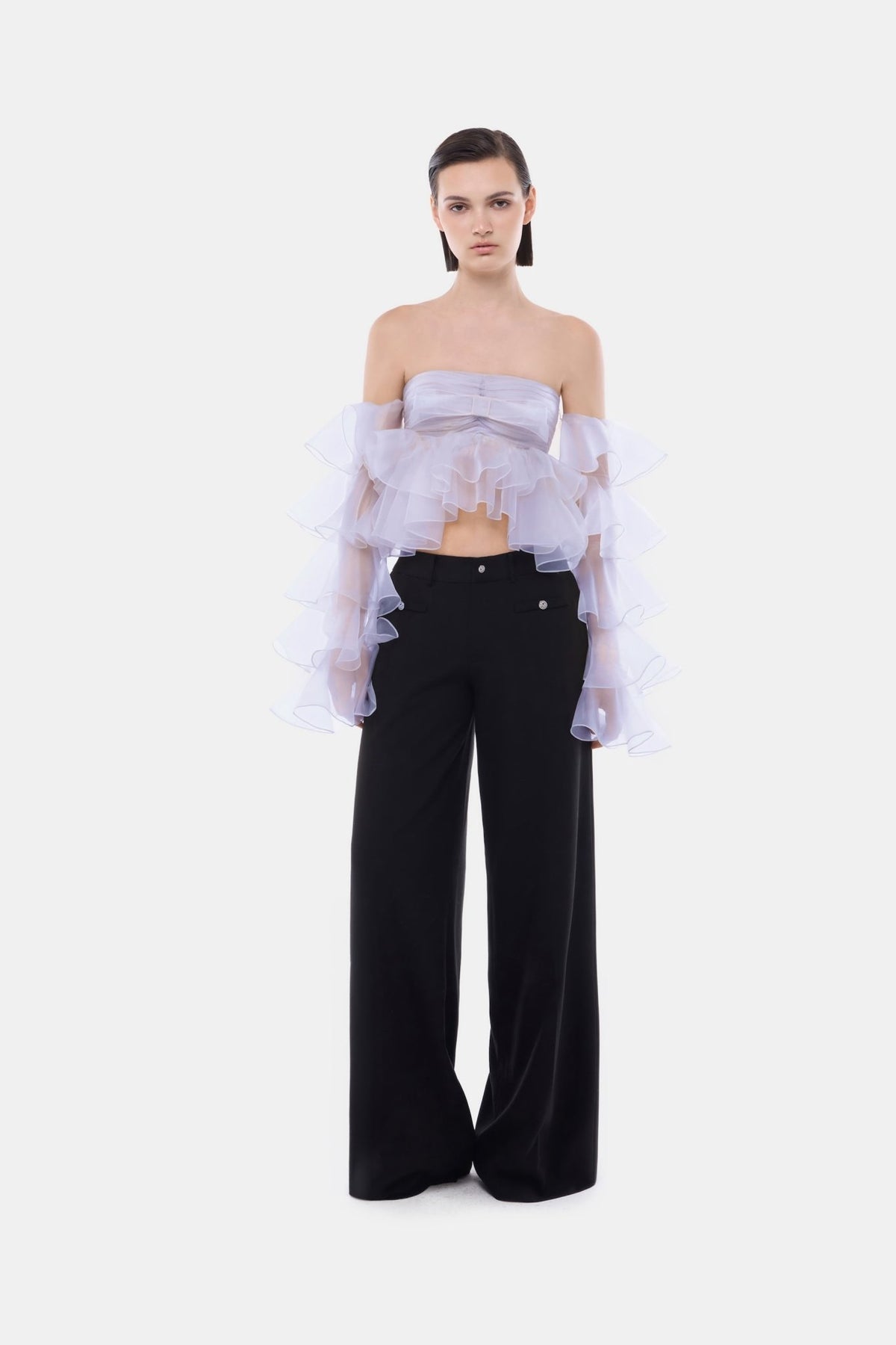 Violet Frill Organza Crop Top - Montsand