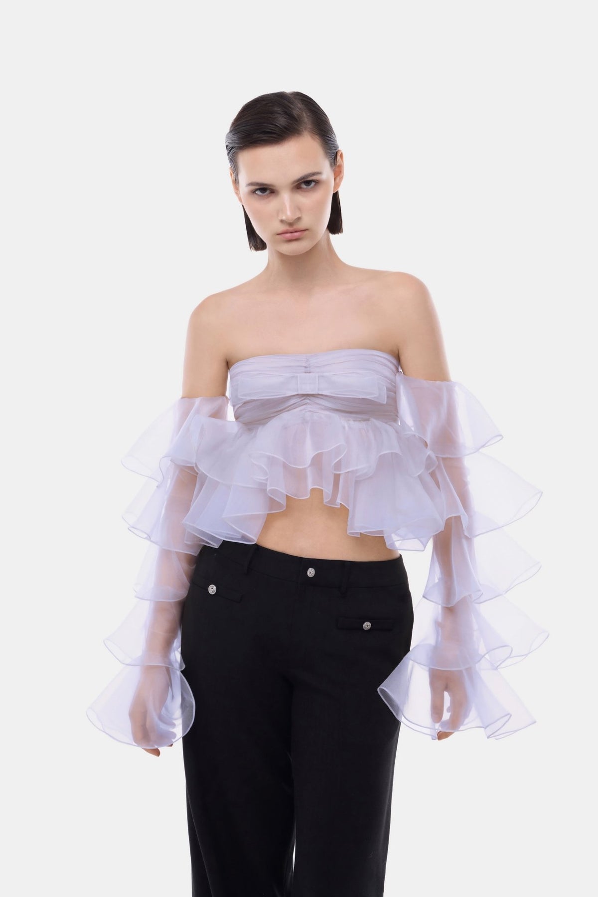 Violet Frill Organza Crop Top - Montsand