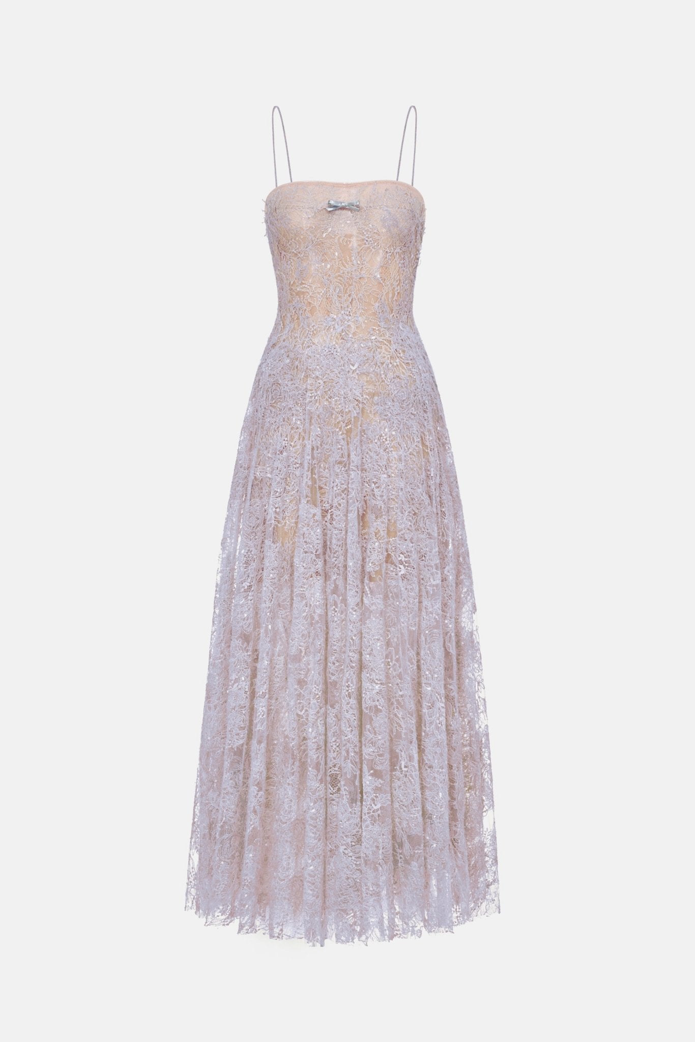 Violet Straight Neckline Pleat Maxi Dress - Montsand