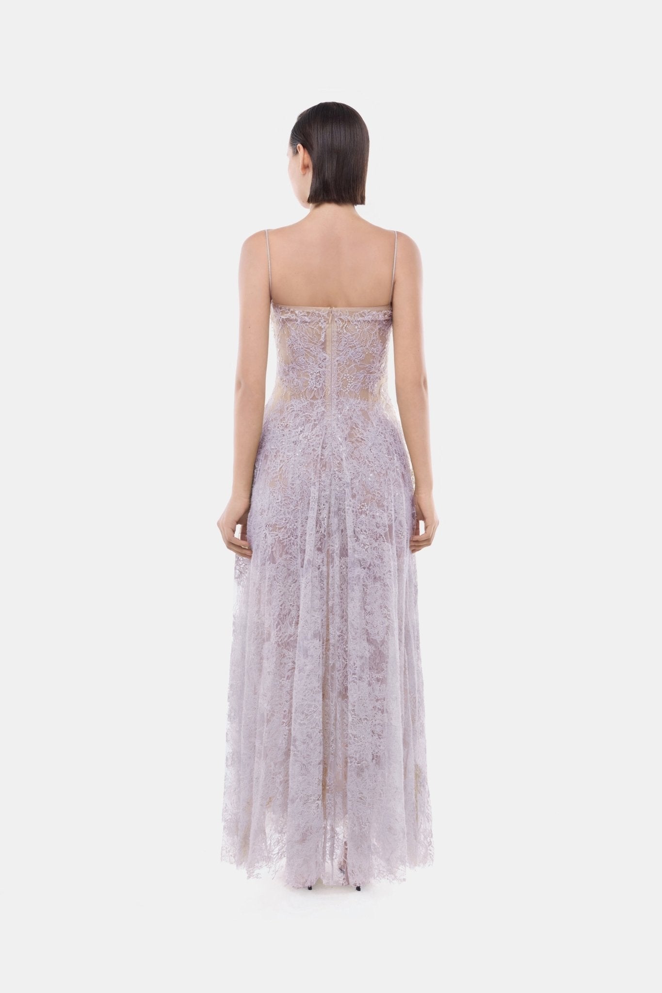 Violet Straight Neckline Pleat Maxi Dress - Montsand