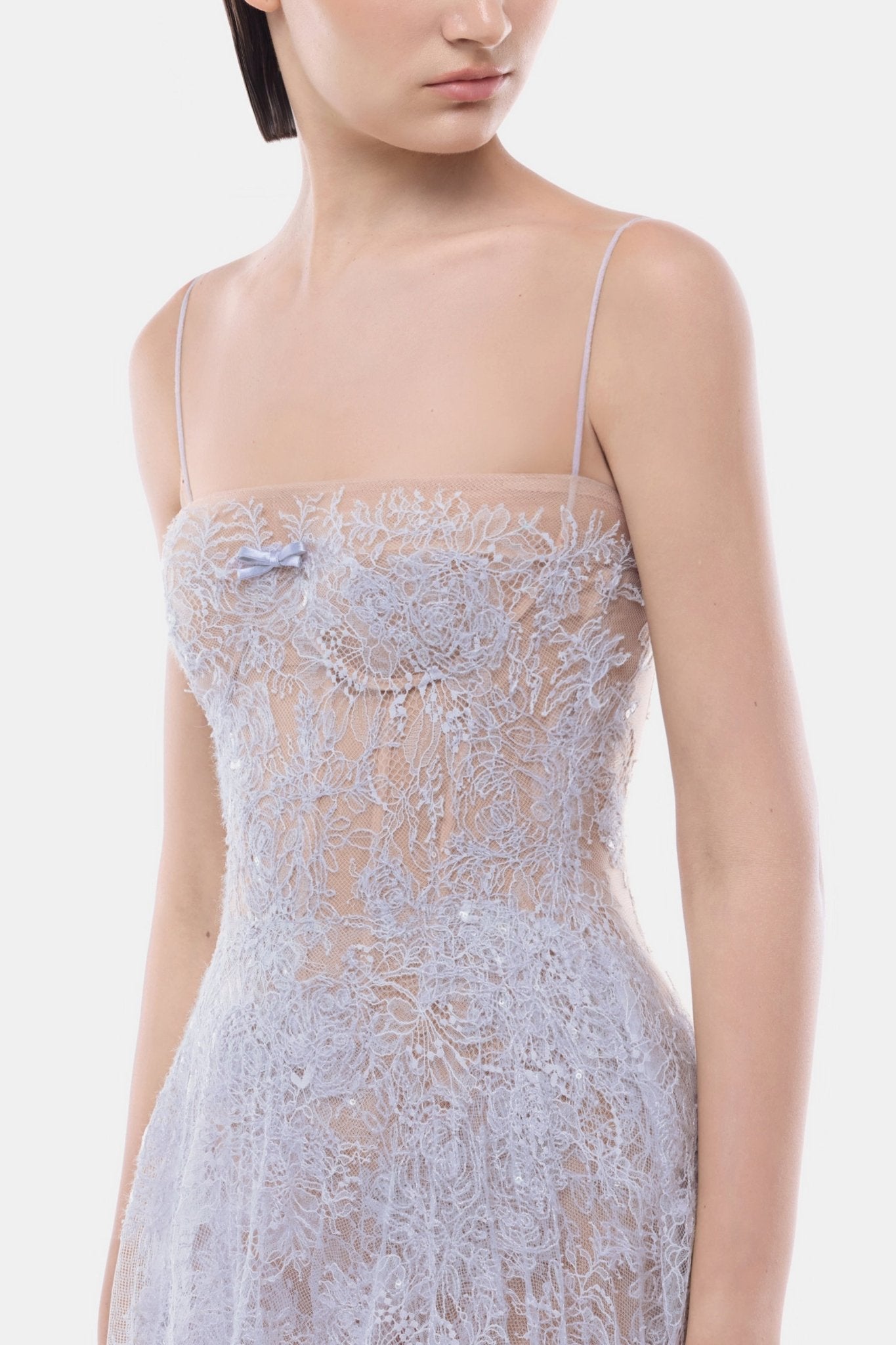 Violet Straight Neckline Pleat Mini Dress - Montsand