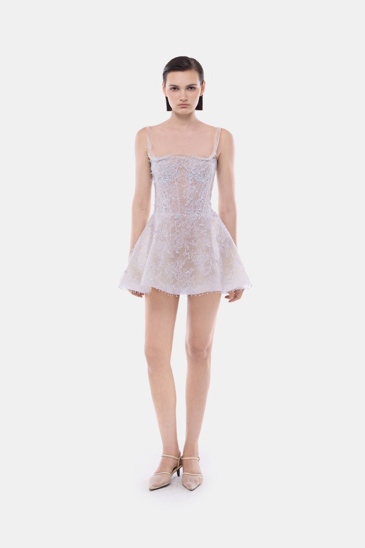 Violet Straight Neckline Skater Dress - Montsand