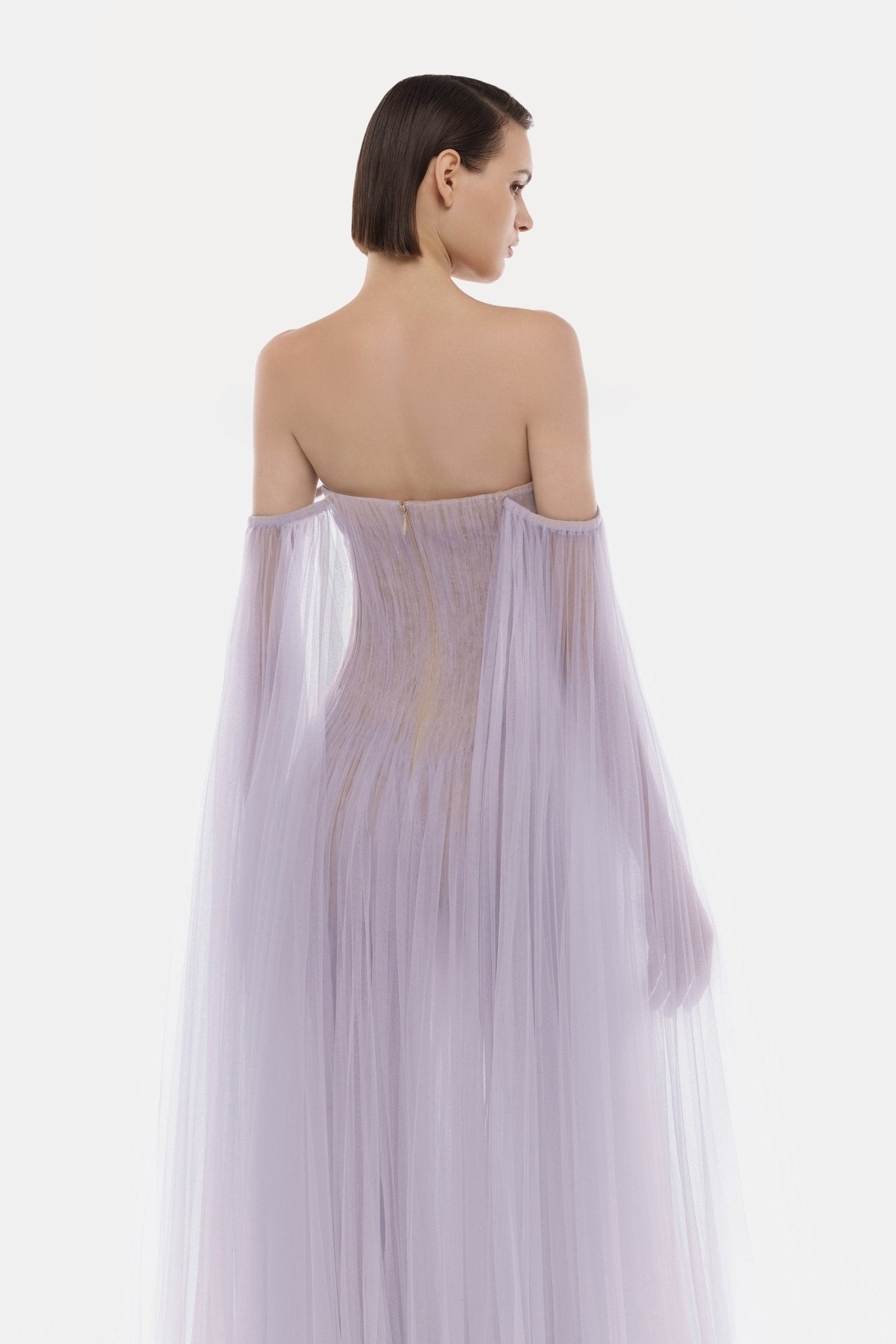 Violet Tulle Off - shoulder Midi Dress - Montsand