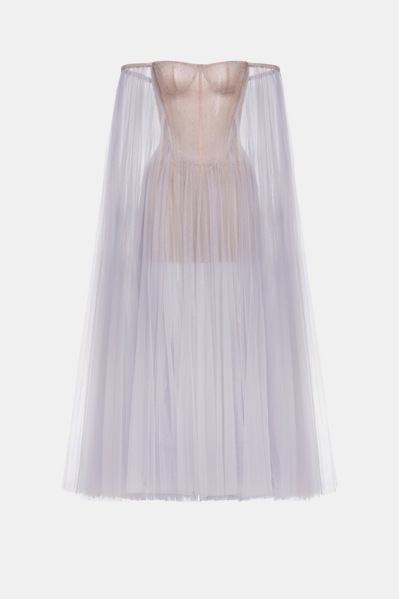Violet Tulle Off - shoulder Midi Dress - Montsand