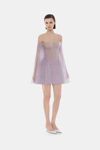 Violet Tulle Off - shoulder Mini Dress - Montsand