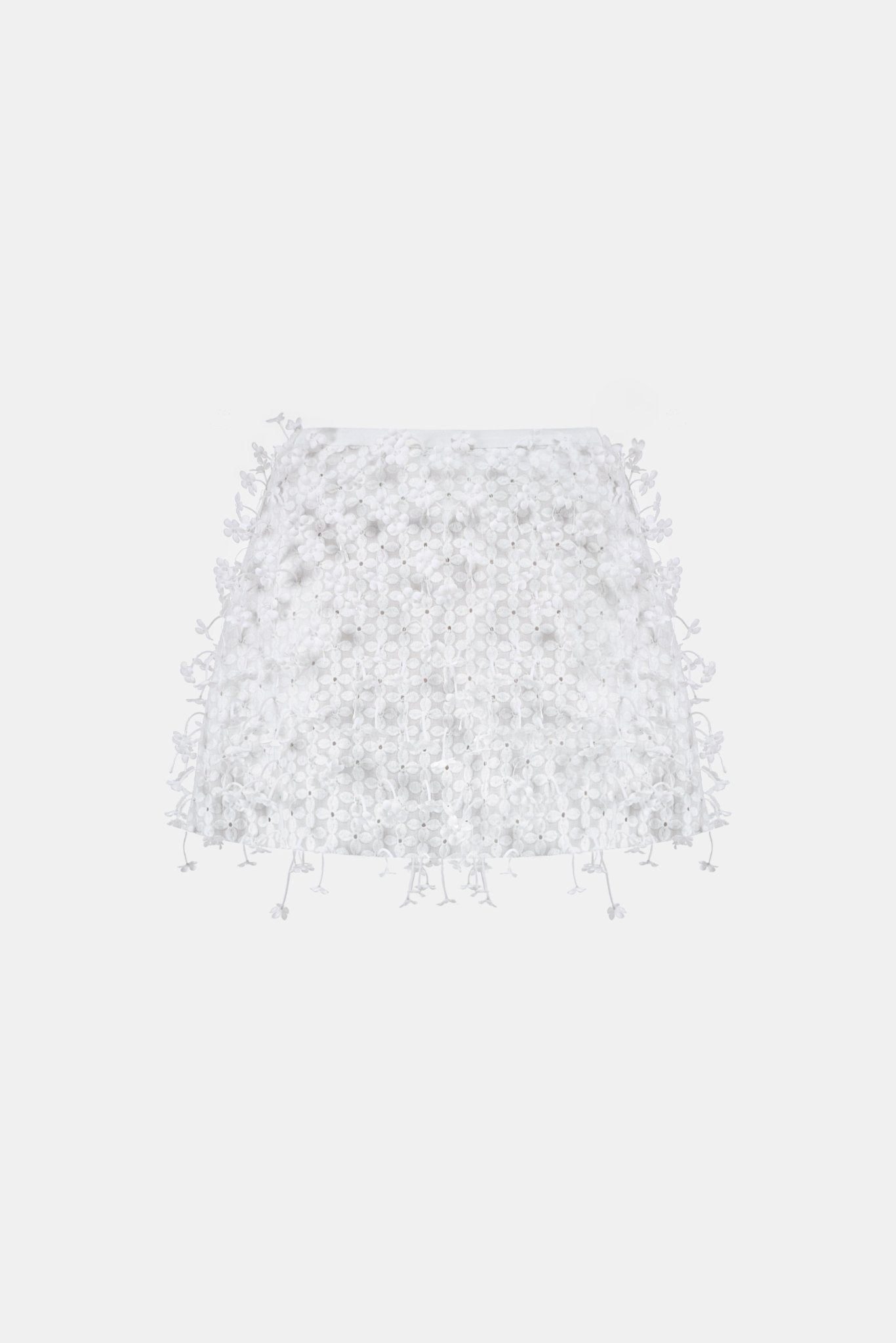 White 3D Floral Mini Skirt - Montsand