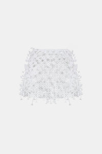 White 3D Floral Mini Skirt - Montsand