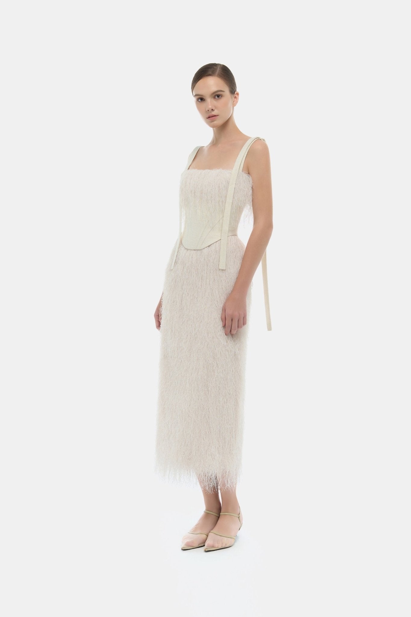 fringe white dress White Andrea Dress L