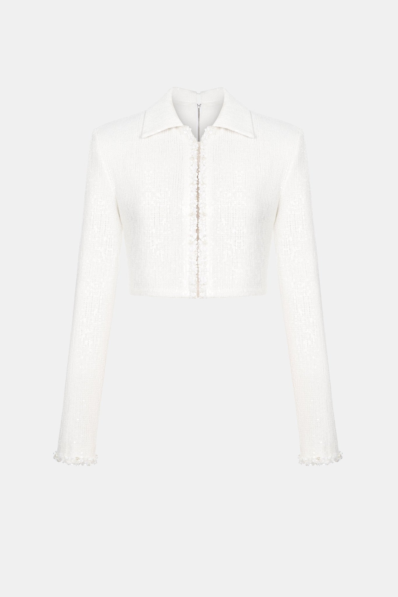 White Beaded Crop Top - Montsand