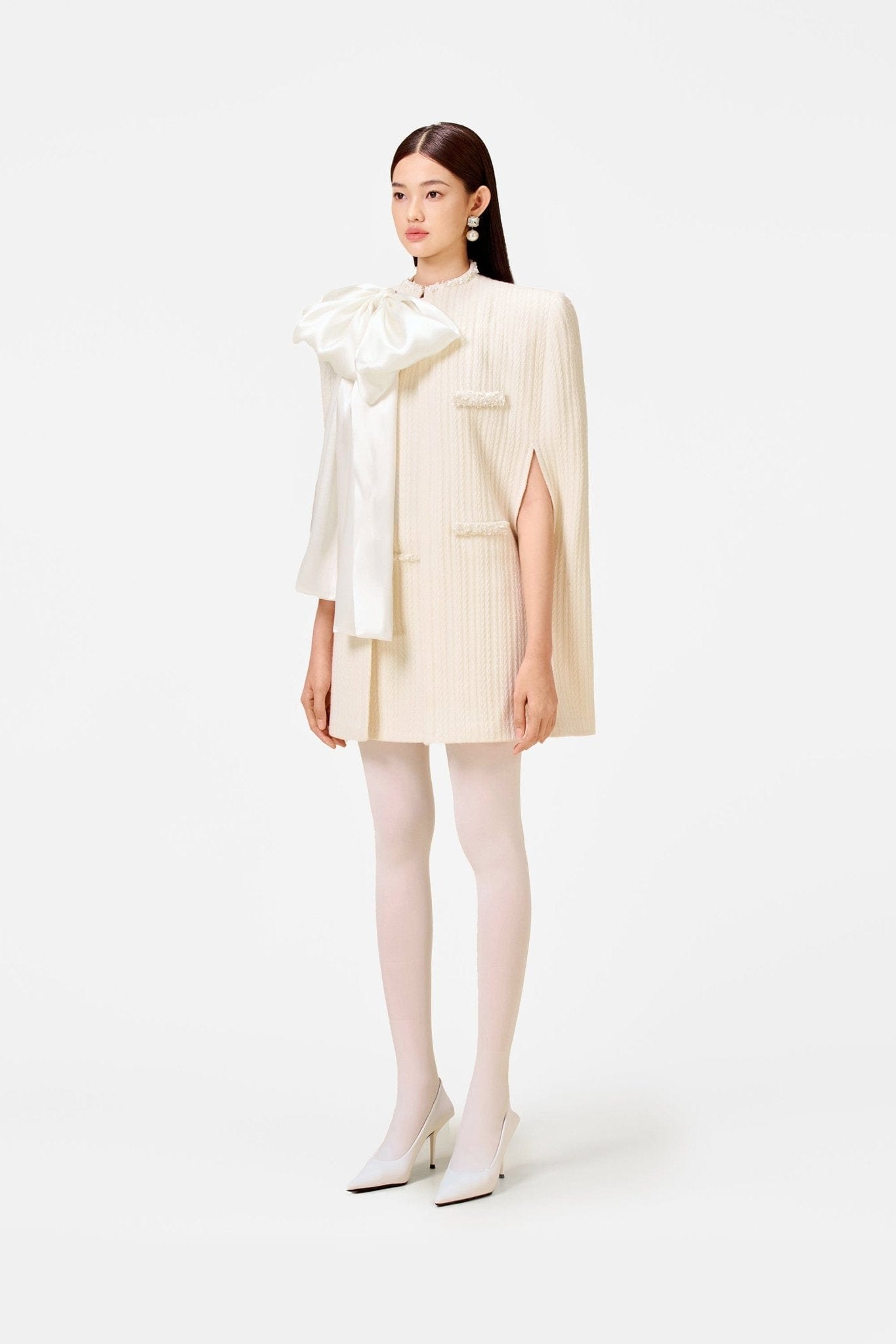 White Beaded Knit Cape - Montsand