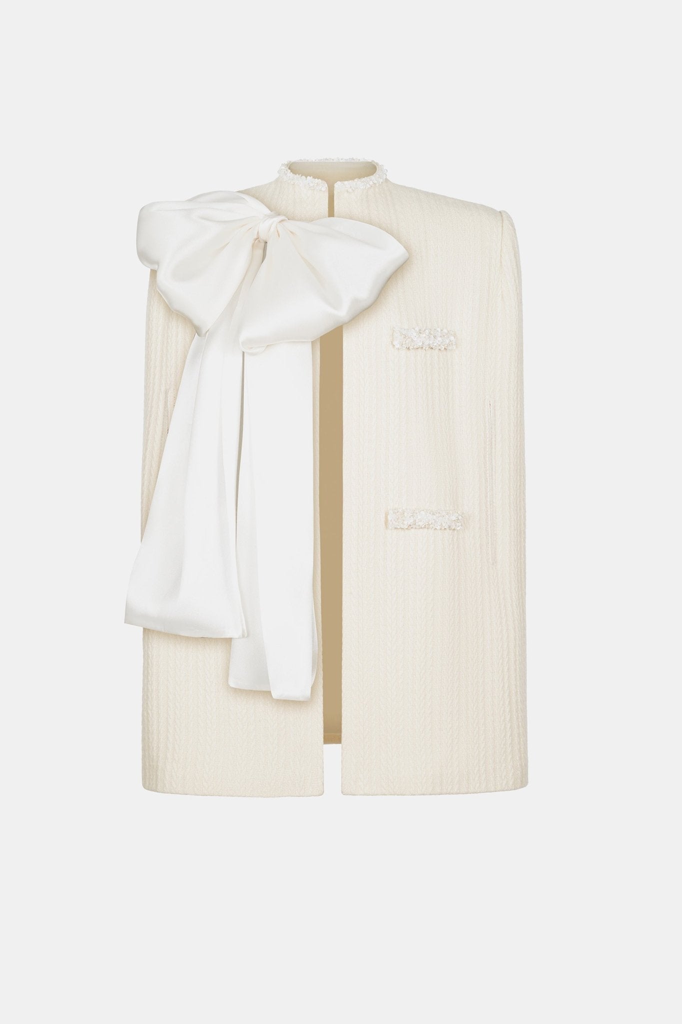 White Beaded Knit Cape - Montsand