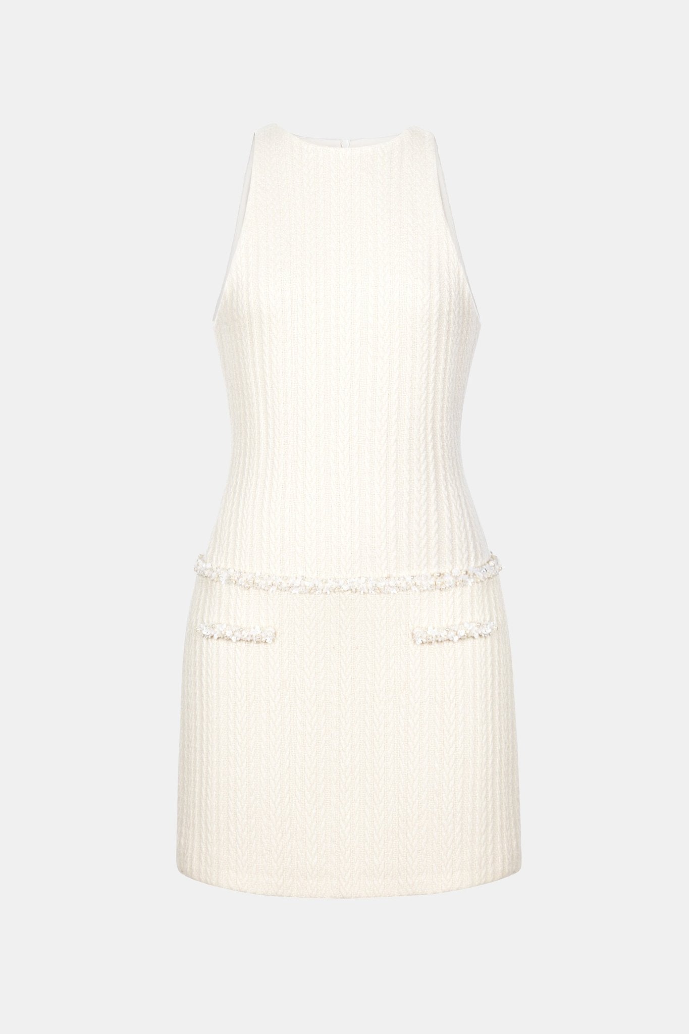 White Beaded Knit Dress - Montsand