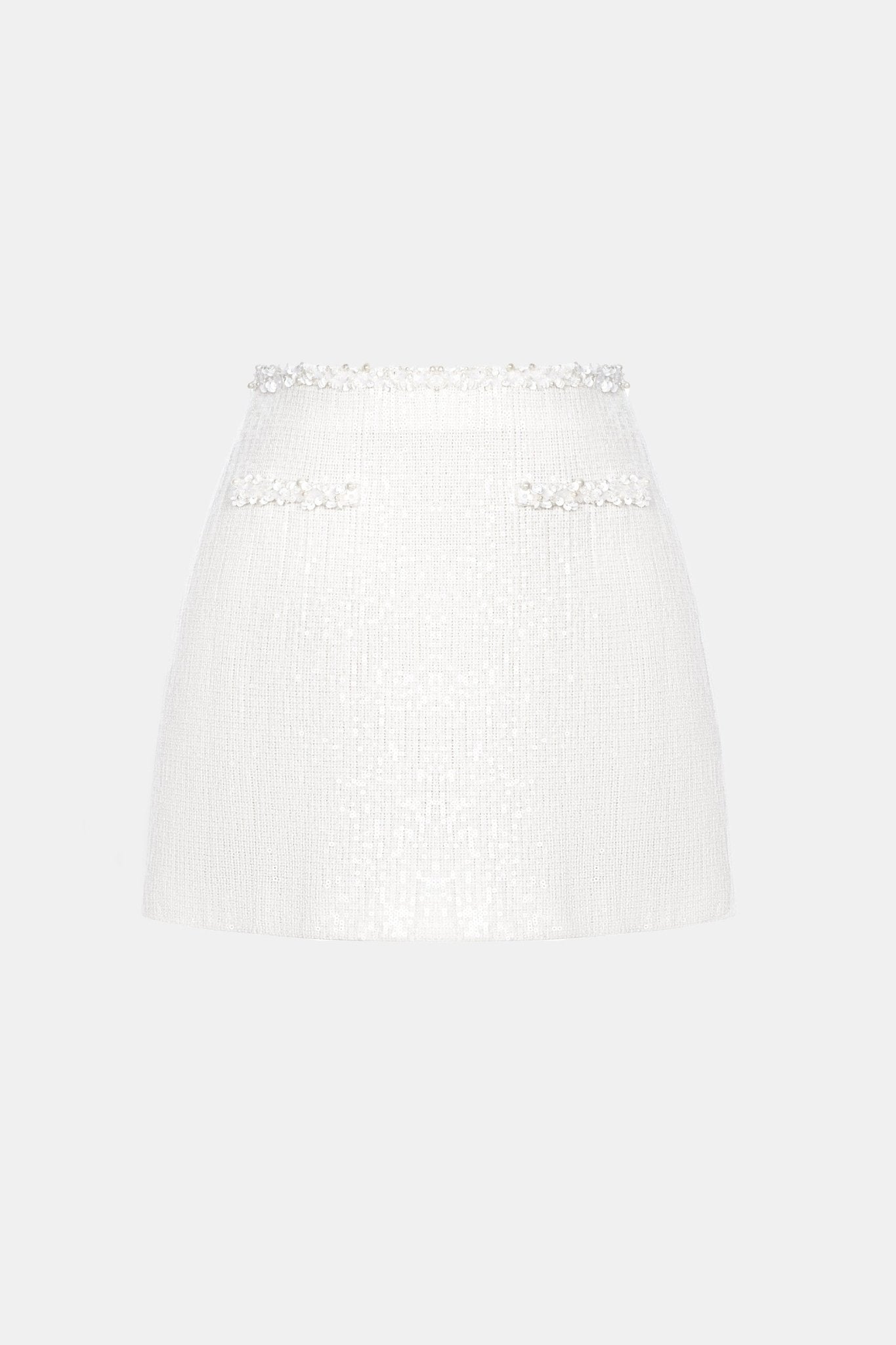 White Beaded Mini Skirt - Montsand