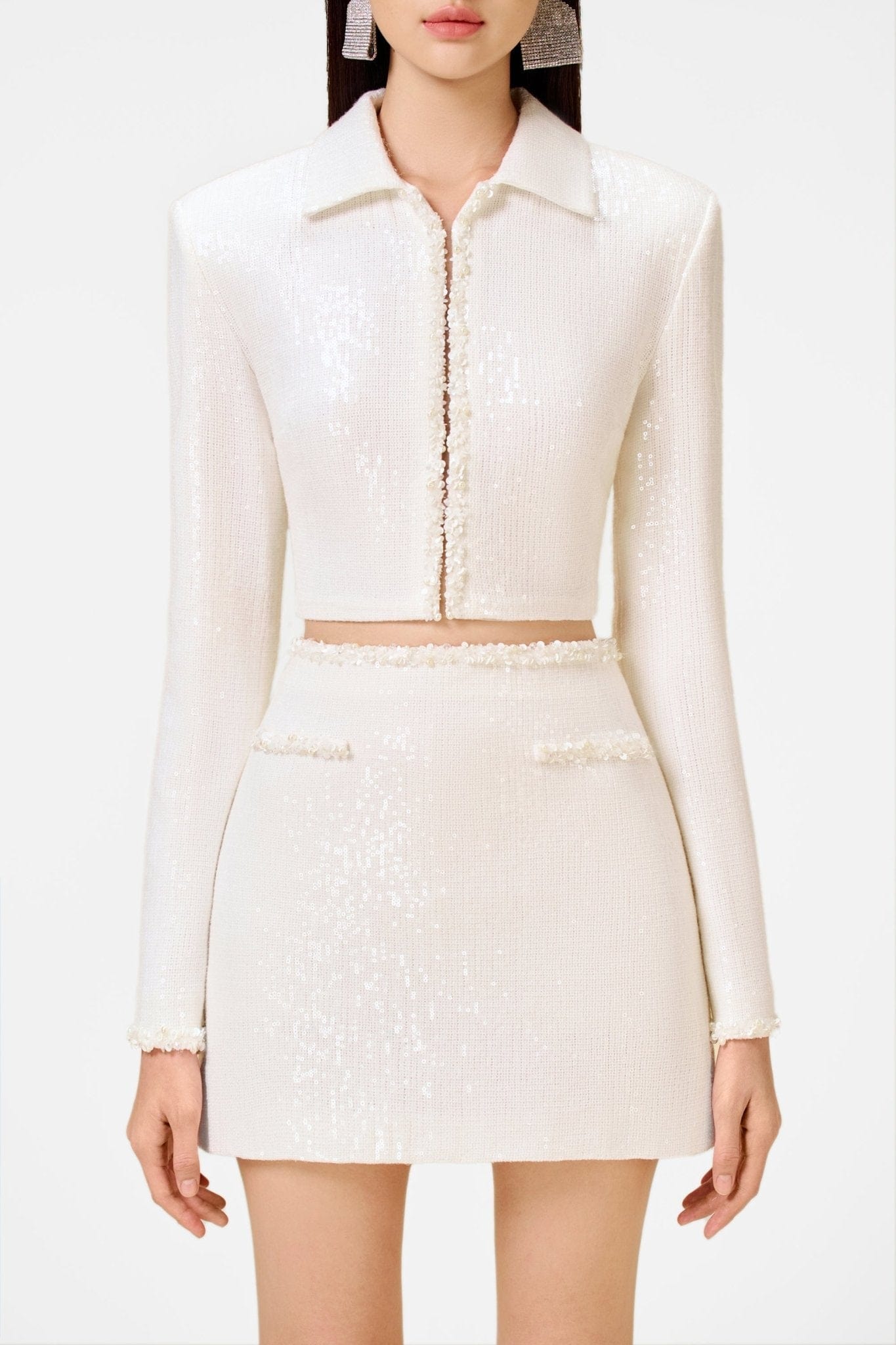 White Beaded Mini Skirt - Montsand