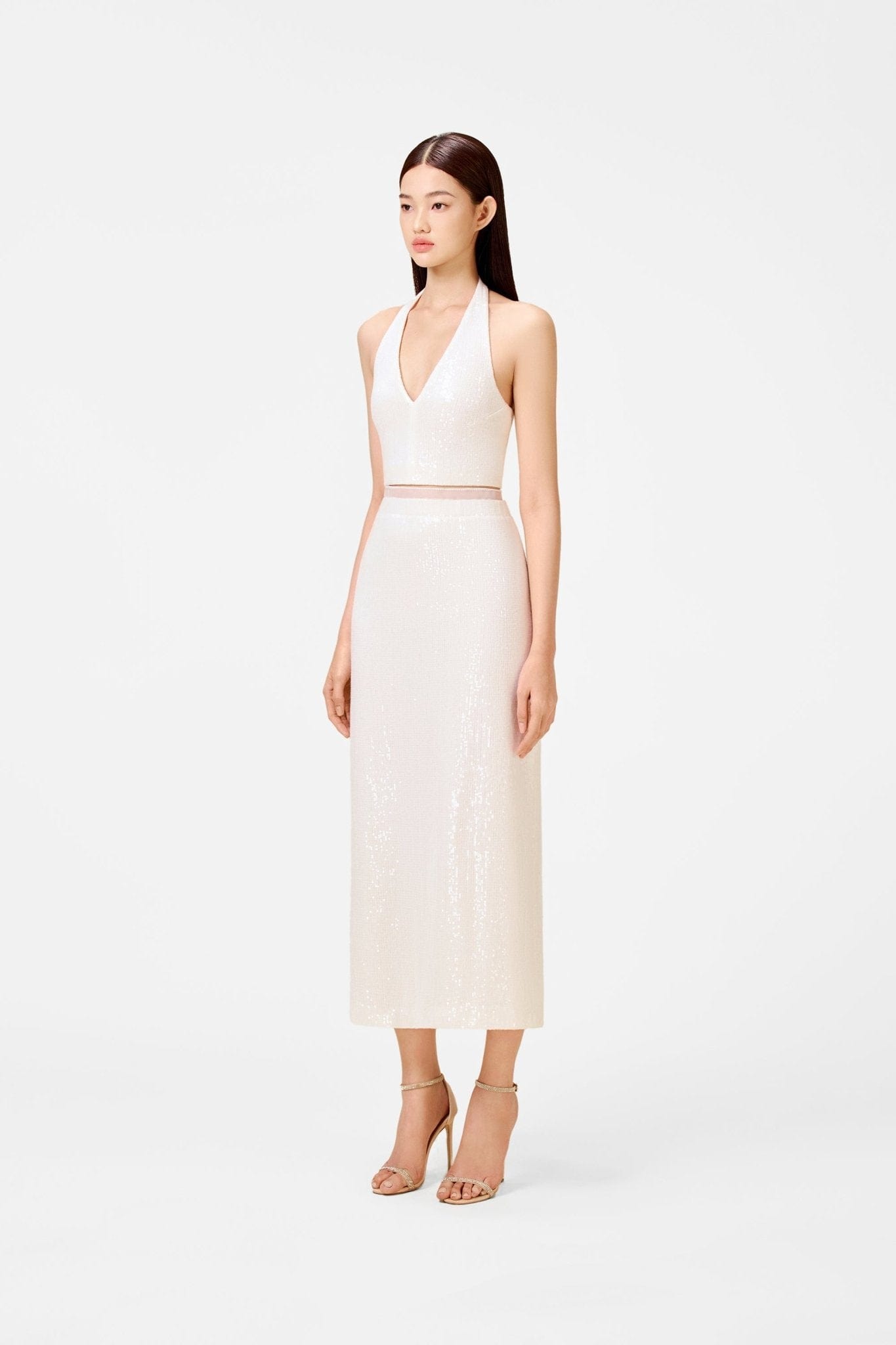 White Beaded Pencil Skirt - Montsand