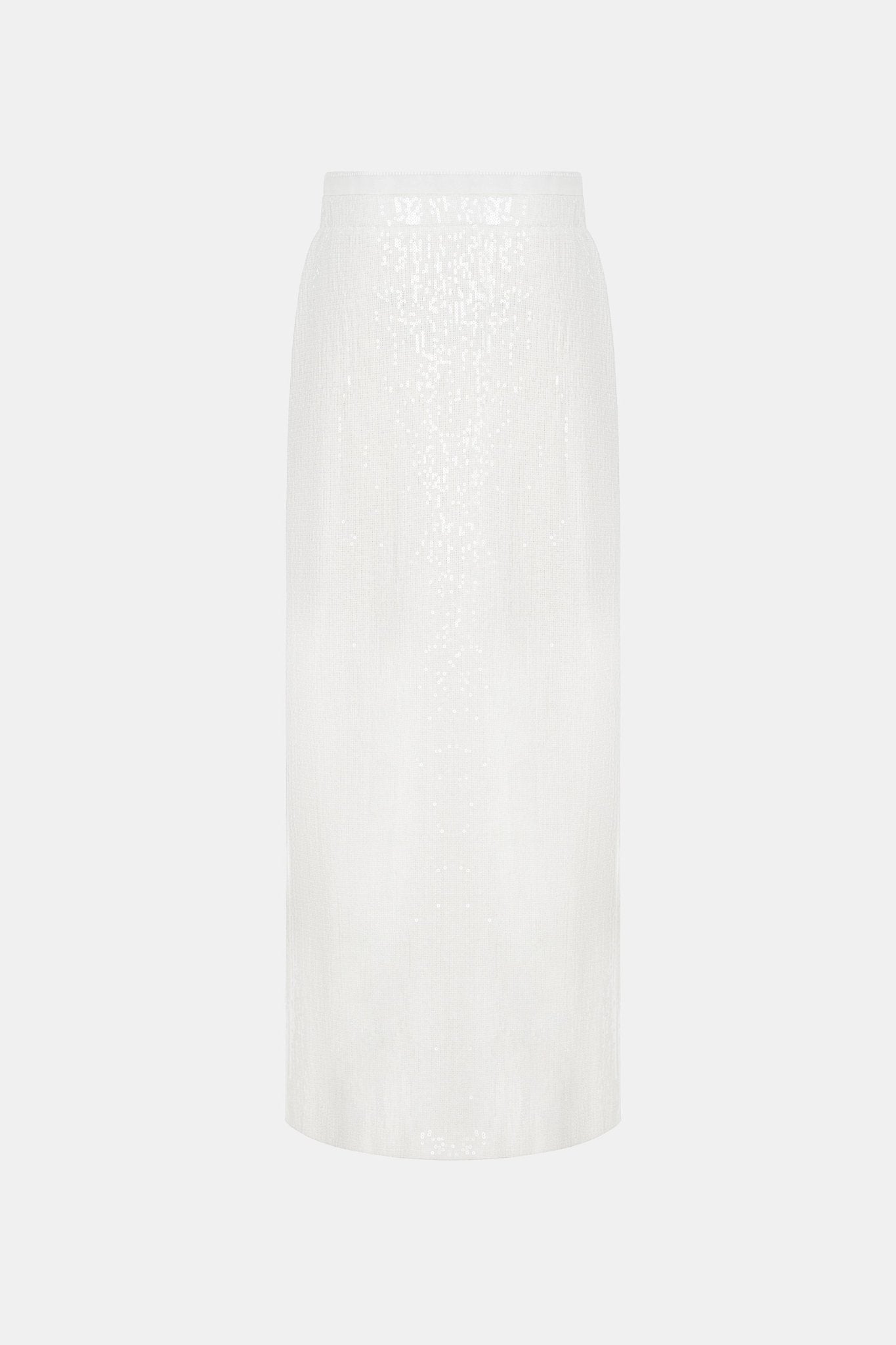 White Beaded Pencil Skirt - Montsand