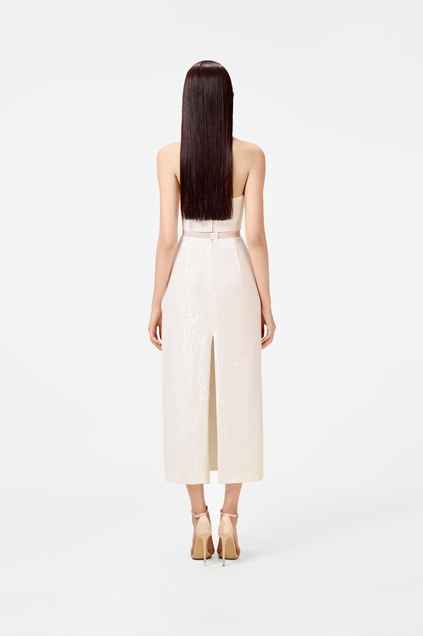 White Beaded Pencil Skirt - Montsand