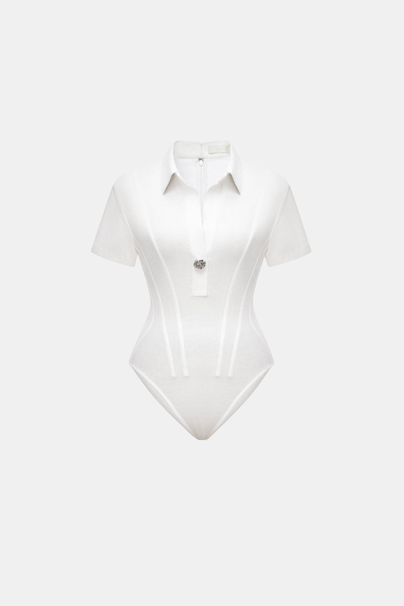 White Corset Polo Bodysuit - Montsand