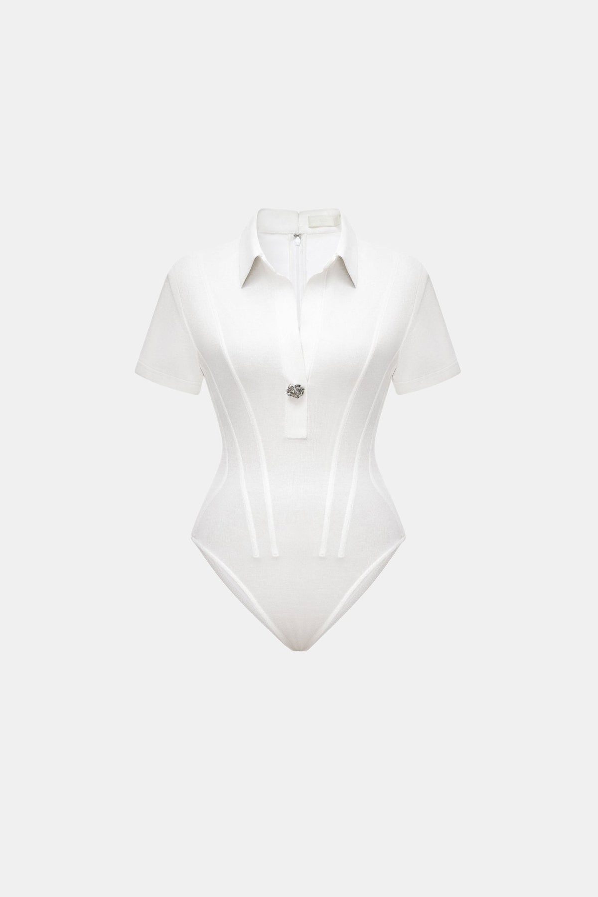 White Corset Polo Bodysuit - Montsand
