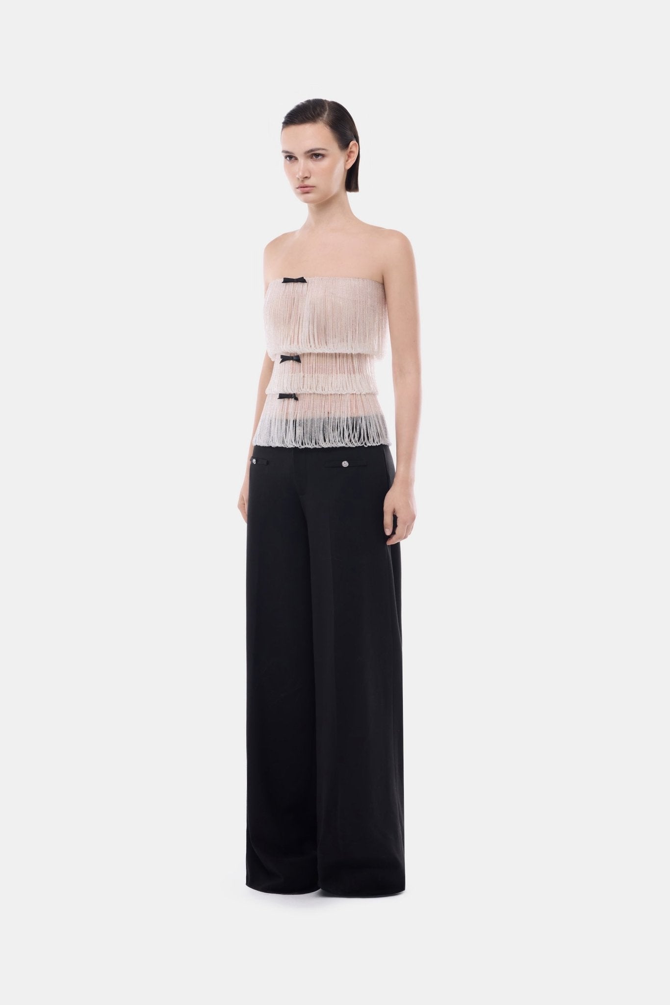 White Crystal Fringe Tube Top - Montsand