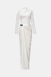 White Draped Asymmetric Maxi Dress Dresses Montsand
