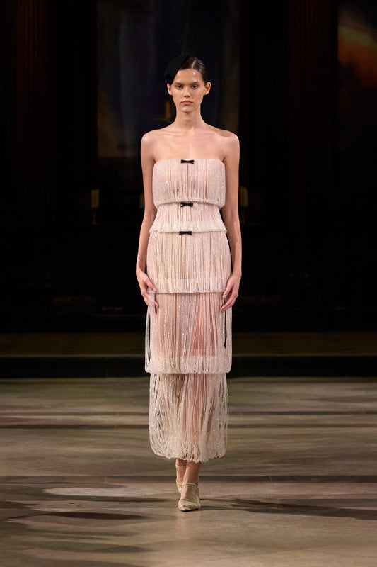 White Fringe Tube Dress - Montsand