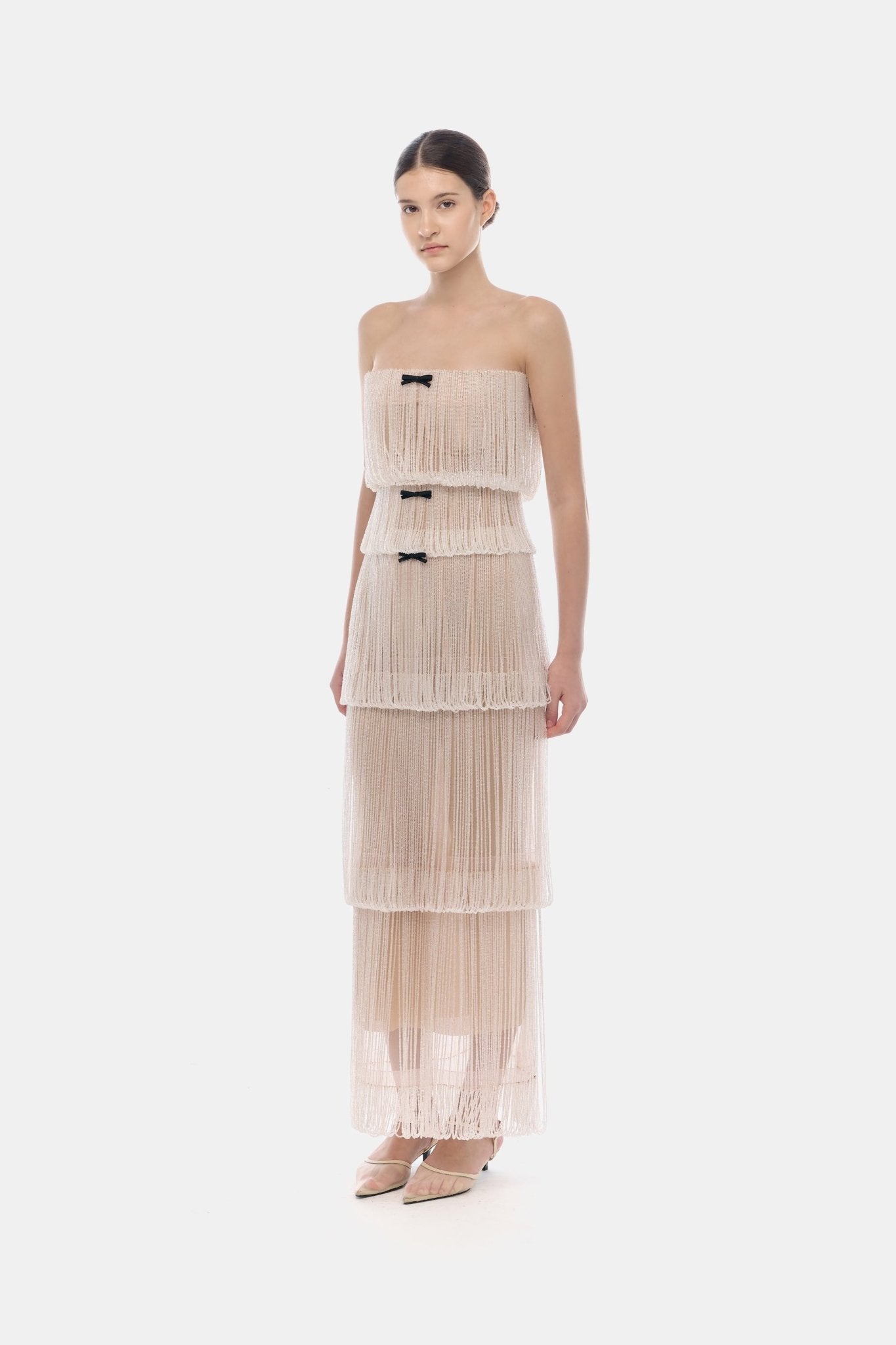 White Fringe Tube Dress - Montsand