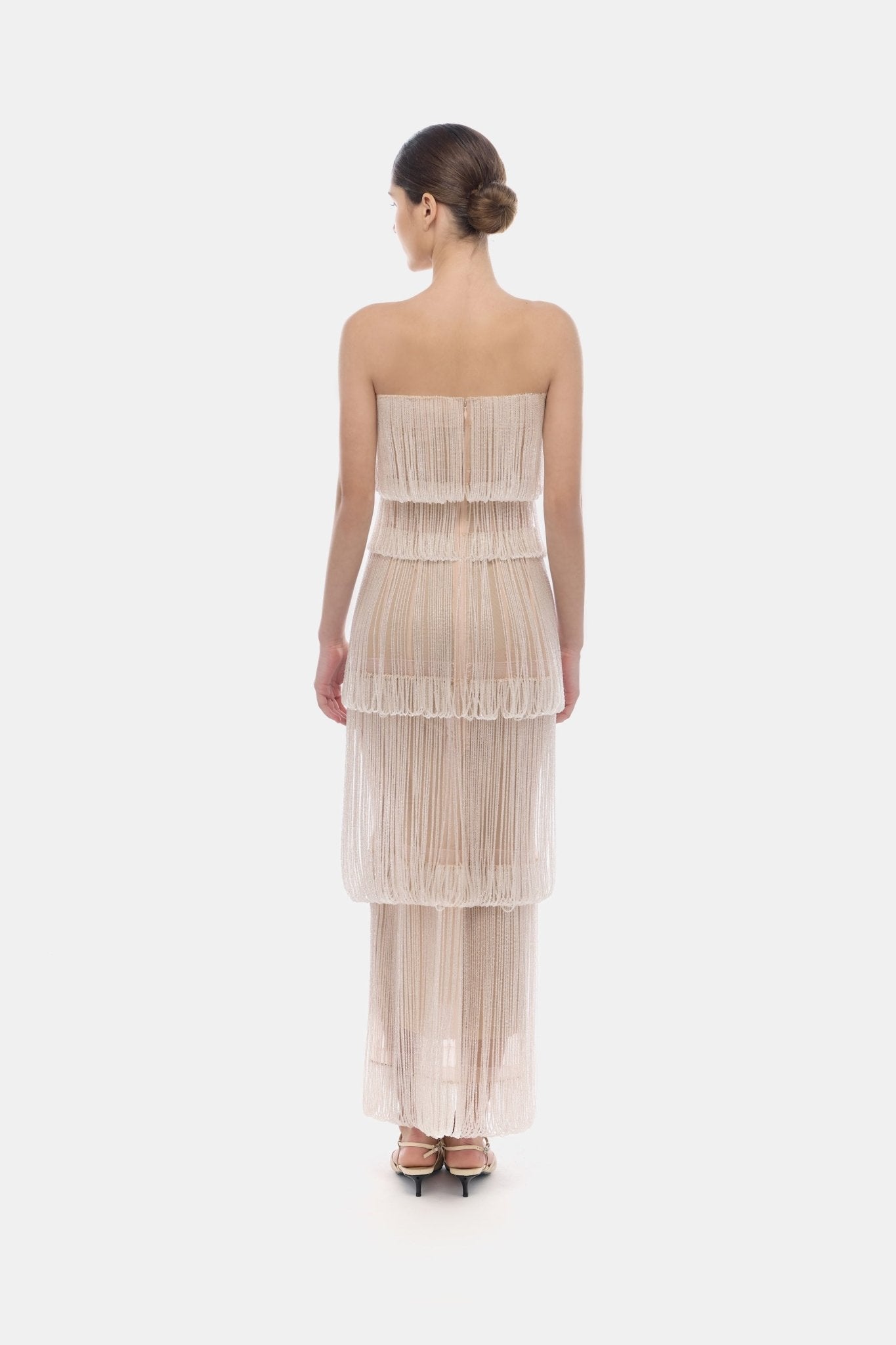 White Fringe Tube Dress - Montsand