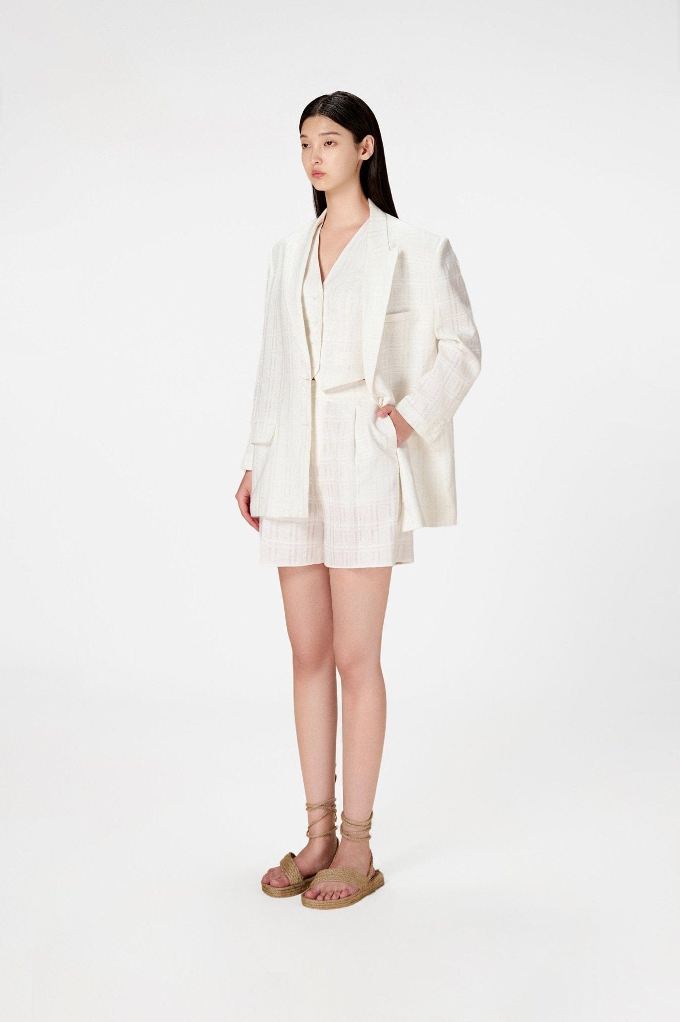 White Linen Blazer - Montsand