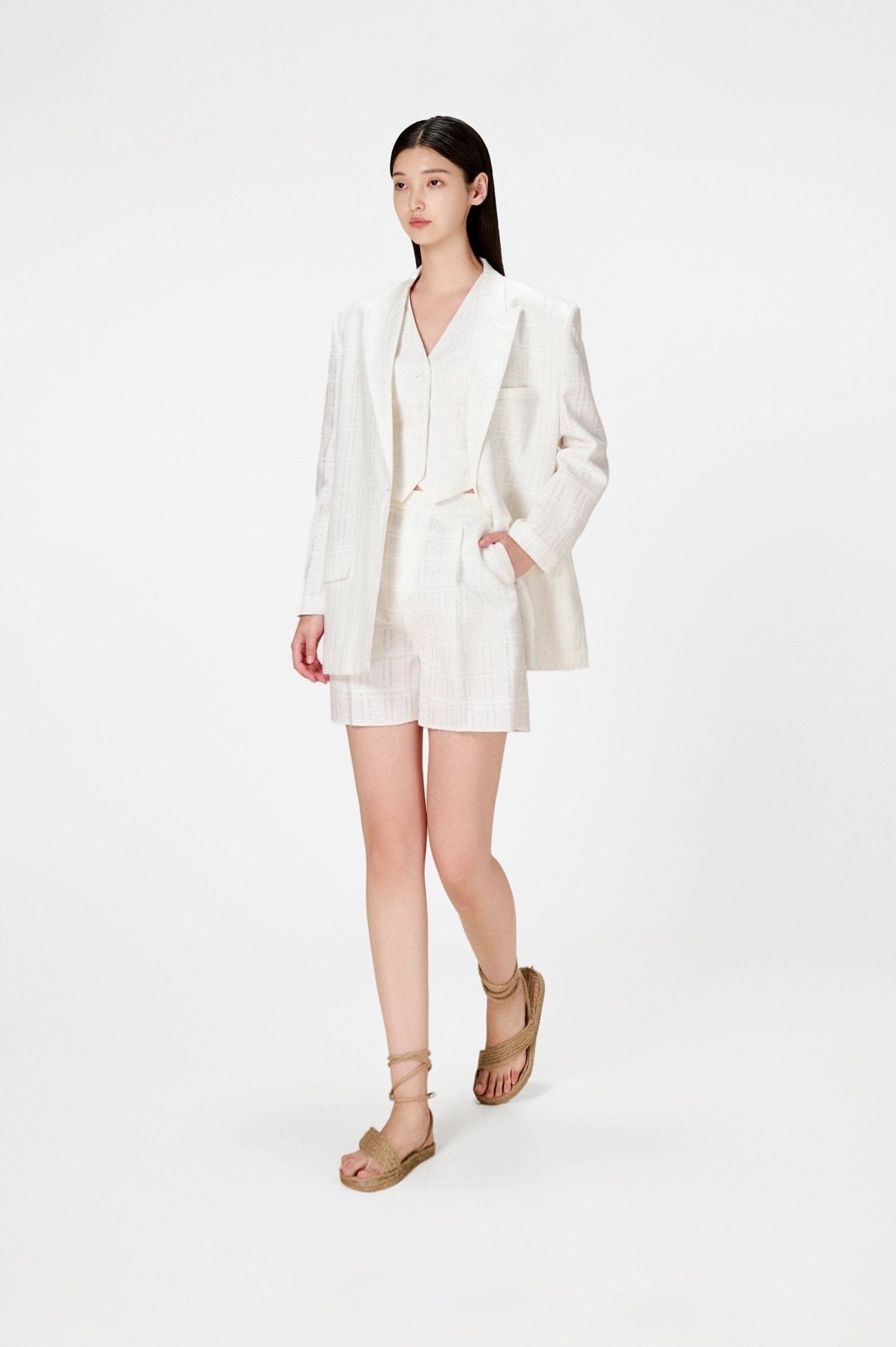 White Linen Blazer - Montsand