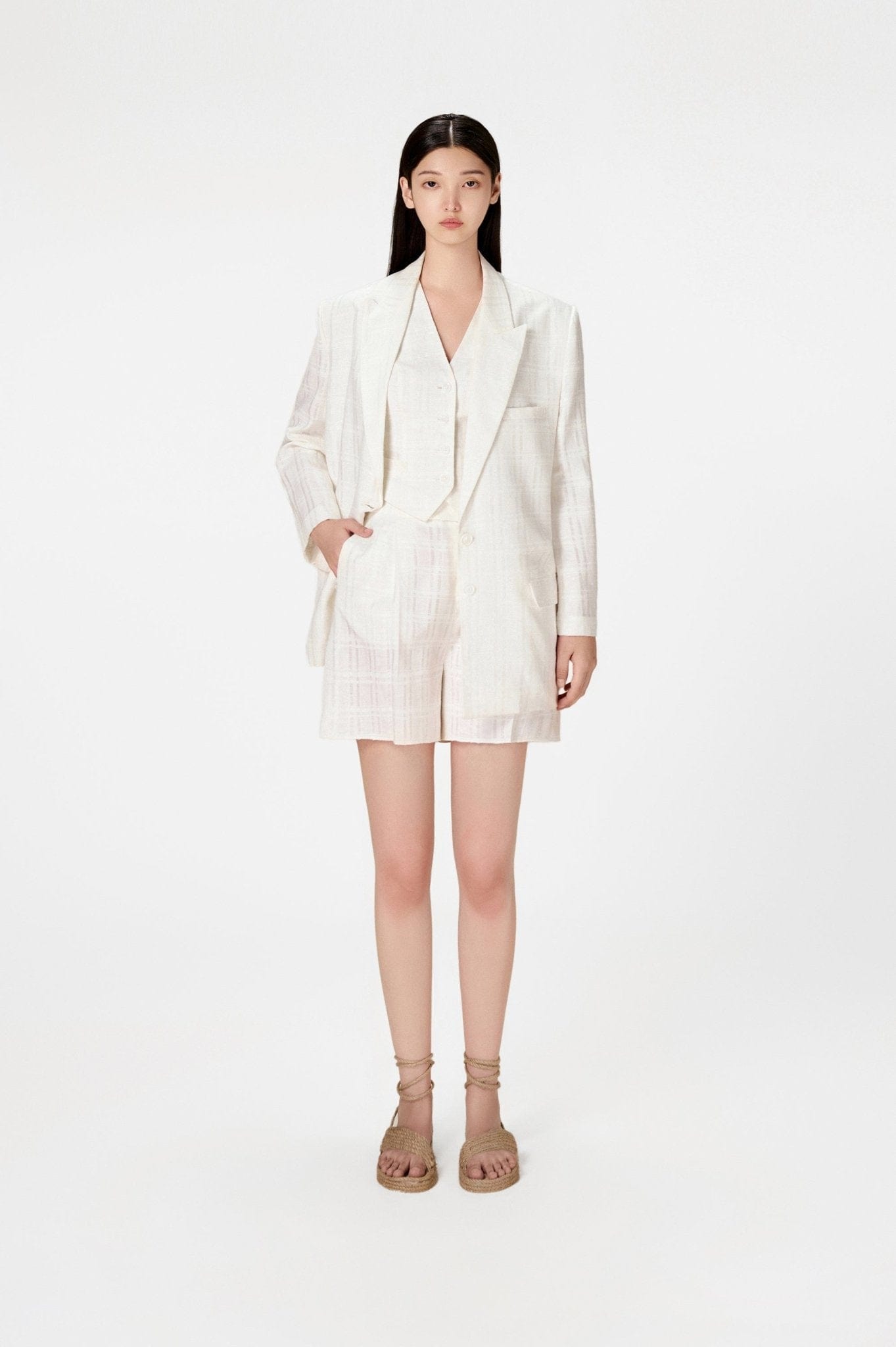 White Linen Blazer - Montsand