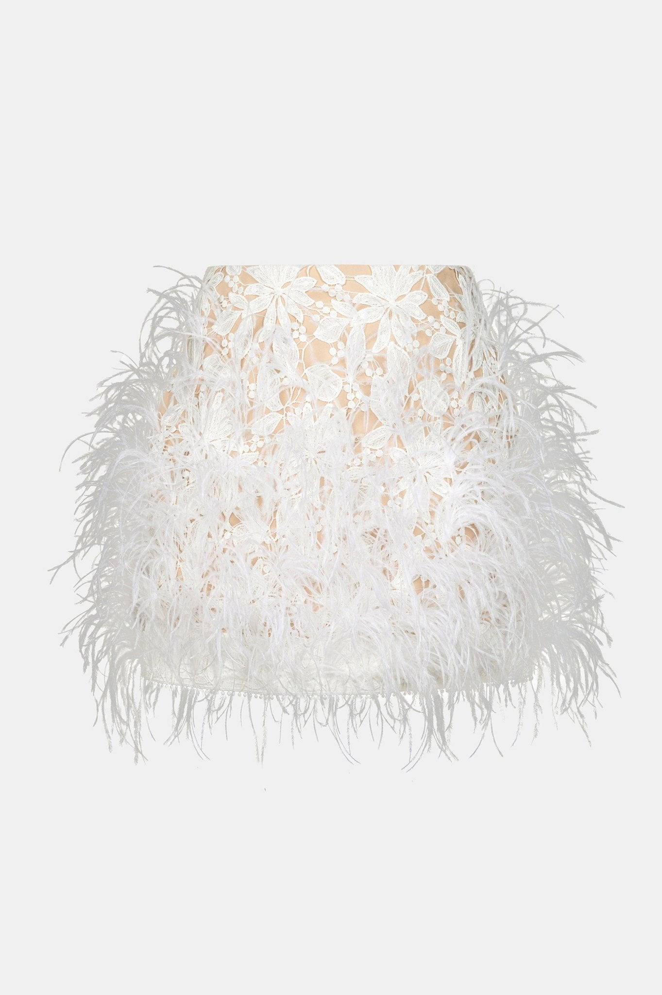 White Long Ostrich Feather Skirt - Montsand