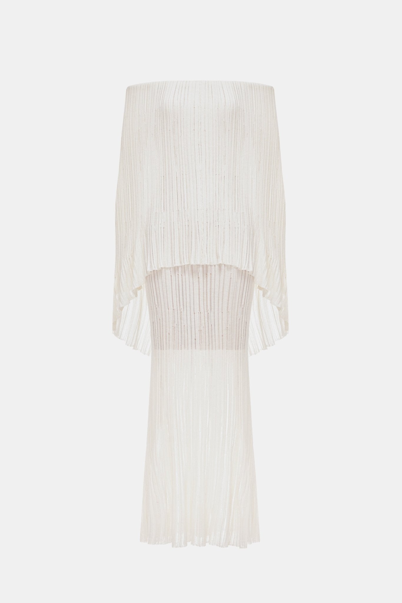 White Off - Shoulder Pleated Maxi Dress - Montsand